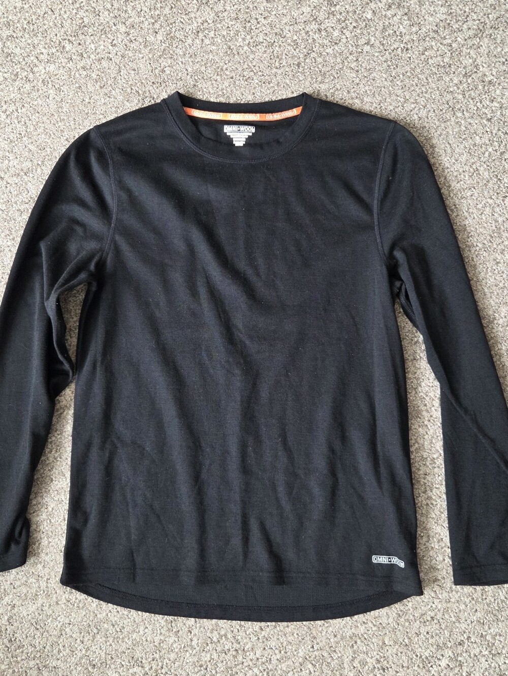 Omni-Wool Base Layer Shirt Men’s XL Black Long Sleeve Wool Blend